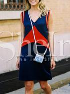 Shein Navy Color Block Sleeveless Dress