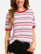 Shein Contrast Trim Striped T-shirt