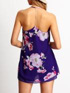 Shein Purple Spaghetti Strap Floral Chiffon Dress