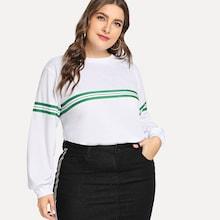 Shein Plus Round Neck Striped Pullover