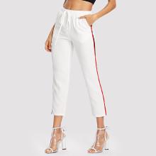 Shein Contrast Tape Side Drawstring Waist Pants