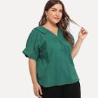 Shein Plus V Neck Solid Blouse