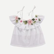 Shein Girls Flower Embroidery Cami Dress