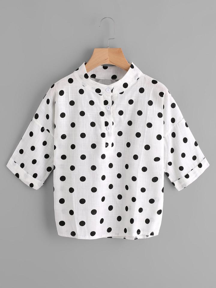 Shein Polka Dot Drop Shoulder Blouse