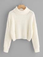 Shein Roll Neck Eyelet Detail Jumper
