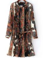 Shein Paisley Print Pleated Shirt Dress