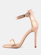 Shein Open Toe Metallic Single Sole Heels Rose Gold