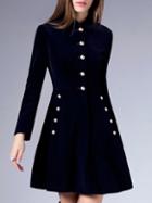 Shein Navy Round Neck Long Sleeve Coat