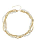 Shein White Plated Chain Braided Small Beads Necklace