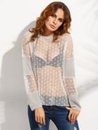 Shein Light Grey Perspective Patchwork Knitted Top