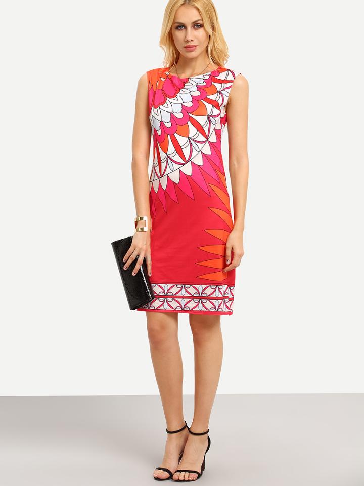 Shein Flower Print Sleeveless Sheath Dress