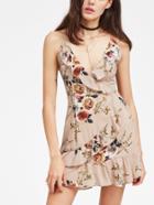 Shein Floral Ruffle Trim Slip Dress