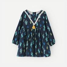 Shein Toddler Girls Cactus Print Lace Trim Dress