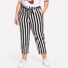Shein Plus Cuffed Leg Striped Pants