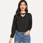 Shein Solid Cut Out Neck Blouse