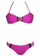 Rosewe Halter String Up Gold Metal Embellished Triangle Bikinis