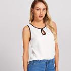 Shein Contrast Binding Keyhole Front Shell Top