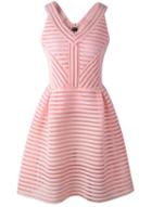 Shein Pink Zippered V Neck Sleeveless Hollow Striped Dress