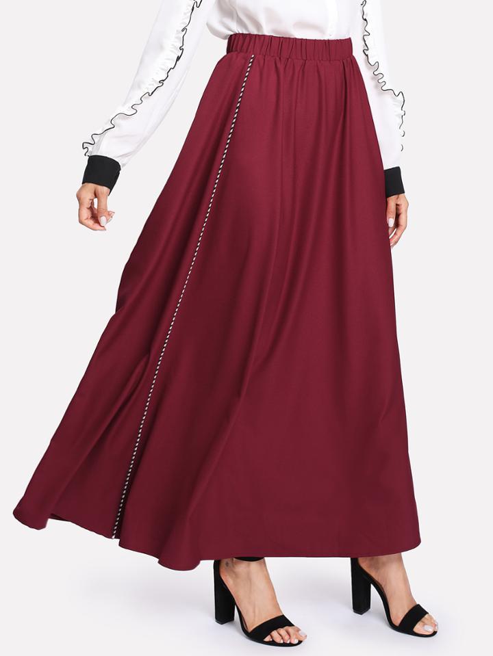 Shein Elastic Waist Tipping Detail Swing Skirt