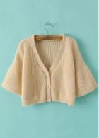 Rosewe Enchanting Half Sleeve Beige Knitting Wool Cardigans With Button