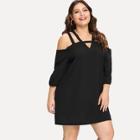 Shein Plus V Cut Neck Cold Shoulder Dress