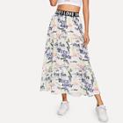 Shein Elastic Waist Slogan Print Skirt