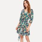 Shein O-ring Belted Flower Print Dress