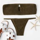 Shein Cut-out Shirred Bandeau Bikini Set
