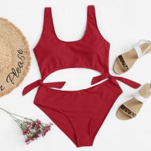 Shein Plus Tie Side Cut-out Swimsuit