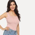 Shein Contrast Mesh Pearl Beaded Cami Top