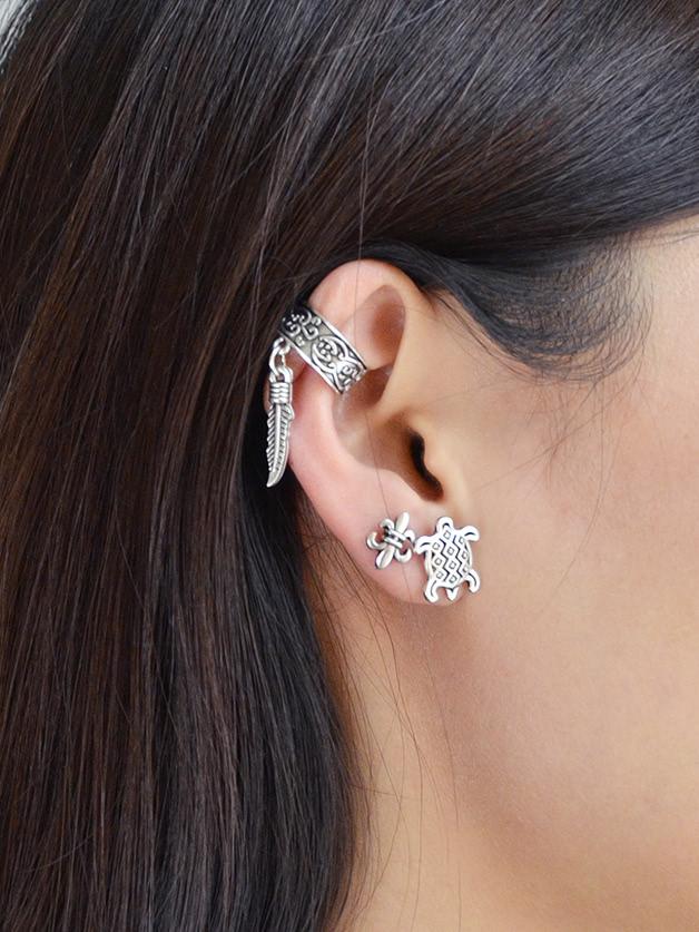 Shein Ethnic Style Retro Tortoise Earrings Set Women Accessories