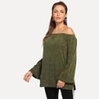 Shein Slit Hem Bardot Sweatshirt