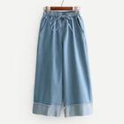 Shein Roll Up Hem Drawstring Wide Leg Jeans