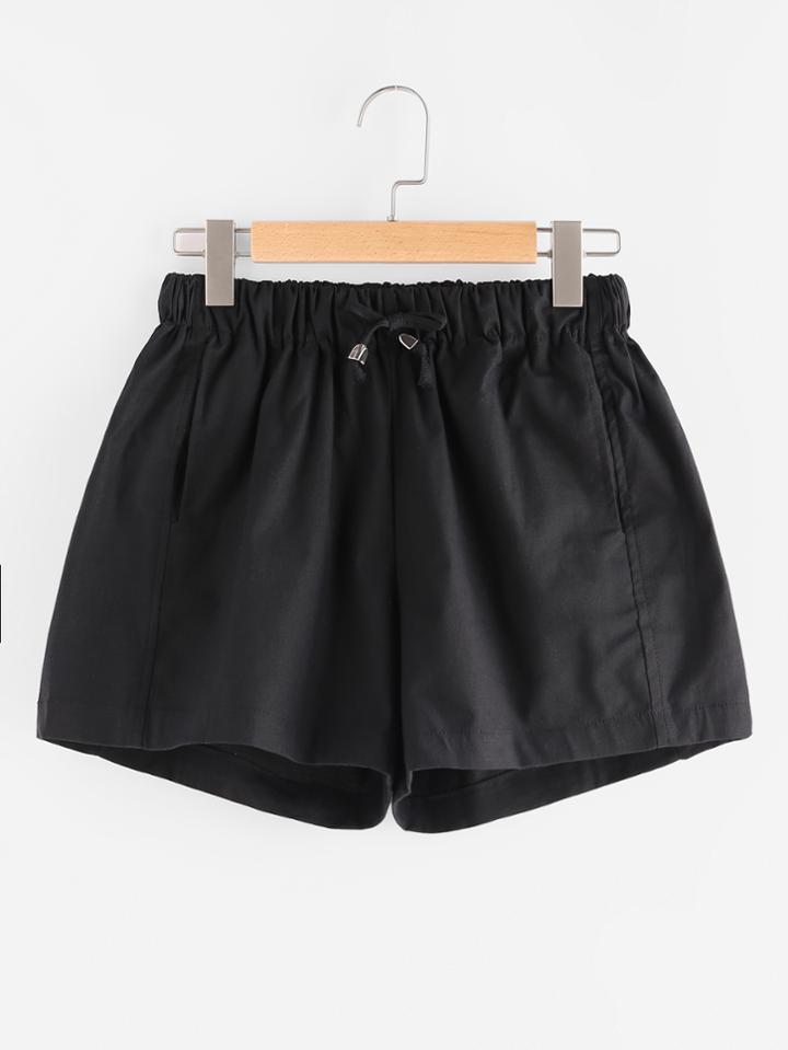 Shein Elastic Drawstring Waist Hidden Pocket Shorts