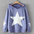 Shein Star Pattern Drawstring Hooded Sweater