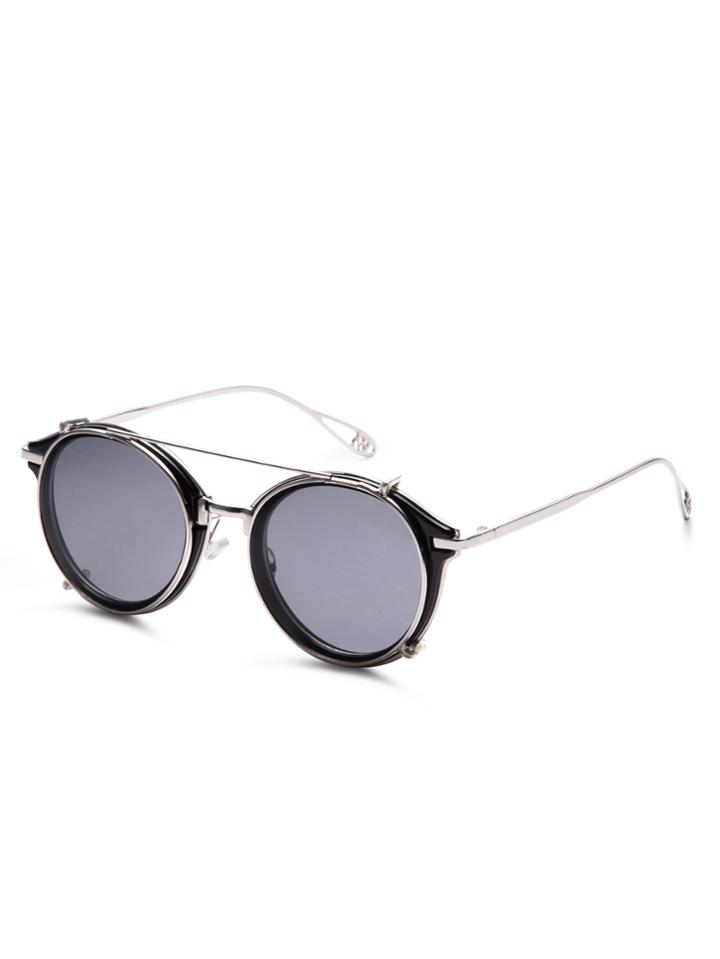 Shein Black Metal Frame Double Bridge Sunglasses