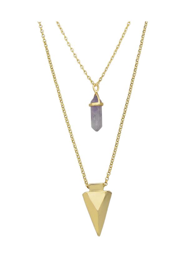 Shein Double Layers Chain Triangle Pendant Necklace