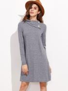 Shein Light Grey Buttoned Turtleneck Dress