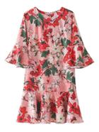 Shein Bell Sleeve Ruffle Hem Floral Dress