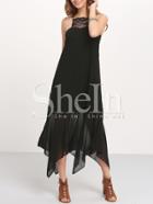 Shein Black Spaghetti Strap Tassel Tie Back Maxi Dress