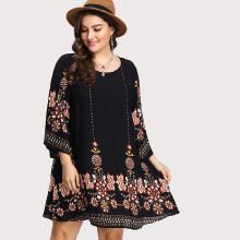 Shein Plus Tribal Flower Print Tunic Dress