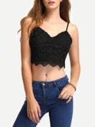 Shein Back Zip Crop Lace Cami Top