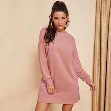 Shein Solid Drop Shoulder Sweatshirt Dress