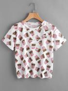 Shein Potato Chips Print Destroyed Tee