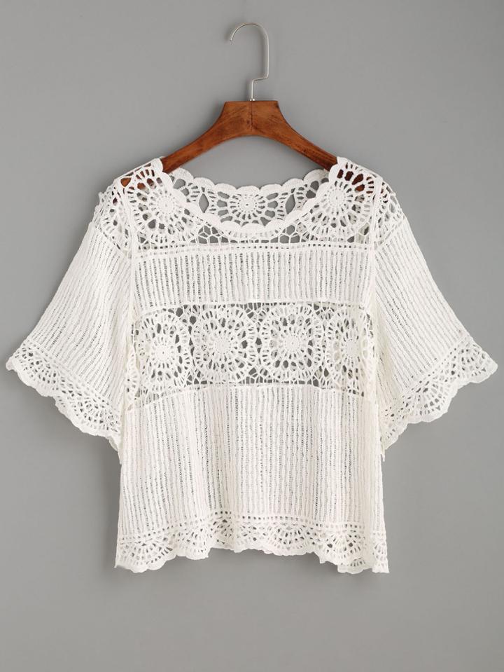 Shein White Hollow Out Crochet Top