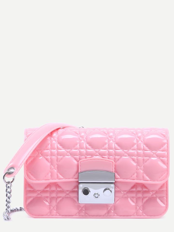 Shein Pink Quilted Plastic Flap Bag With Chain Strap