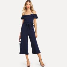 Shein Flounce Foldover Front Wide Leg Jumpsuit