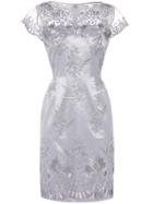 Shein Grey Gauze Embroidered Sheath Dress