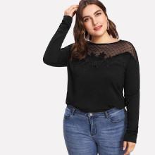 Shein Plus Contrast Sheer Mesh Tee