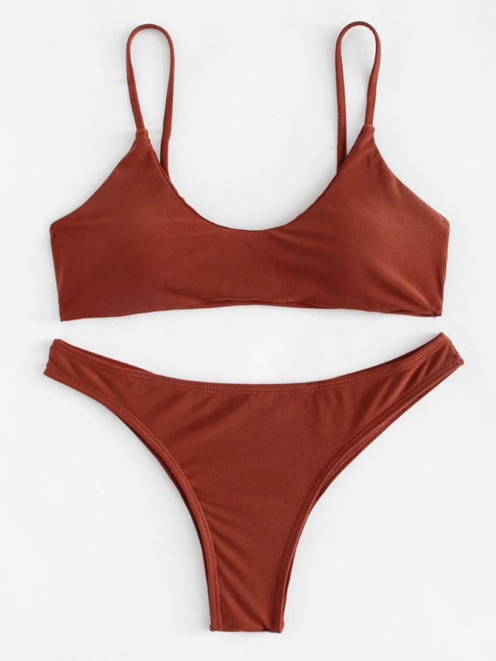 Shein Criss Cross Drawstring Bikini Set